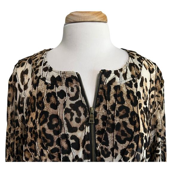Peck & Peck Women's XL Leopard Cheetah Print Sheer Mesh Blazer Jacket - Picture 2 of 7